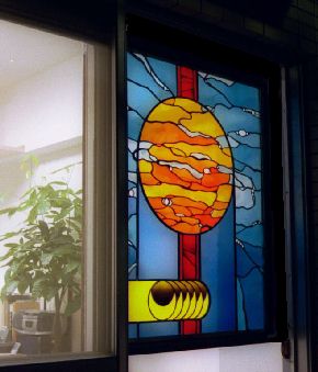 0263「命」整体院の窓に飾られたステンドグラス