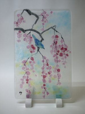 フュージング画「枝垂れ桜」