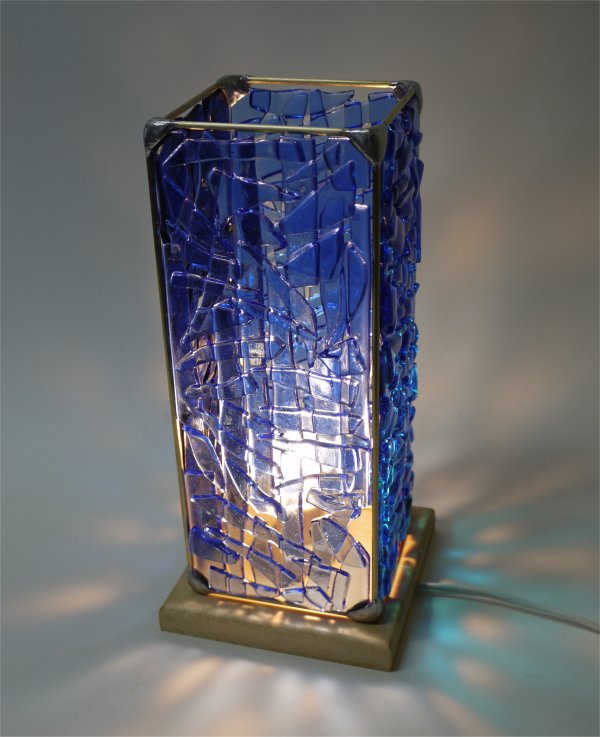 ミニランプ「青の行灯」グラス工房達風制作